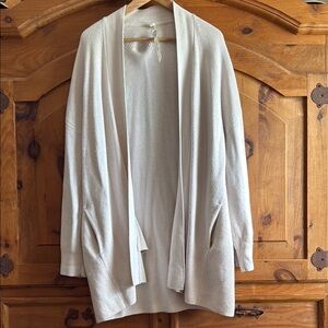 Lululemon Cream Womens Open Cardigan with Pockets